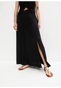 bonprix - Długa spódnica z ozdobnym elementem. Kolor: czarny. Długość: długie