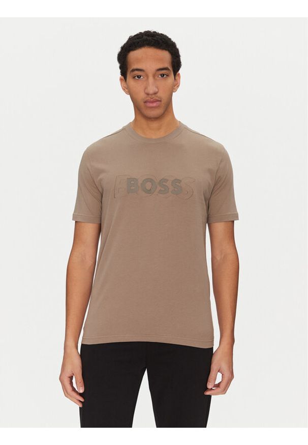 BOSS T-Shirt 50531271 Beżowy Regular Fit. Kolor: beżowy. Materiał: bawełna