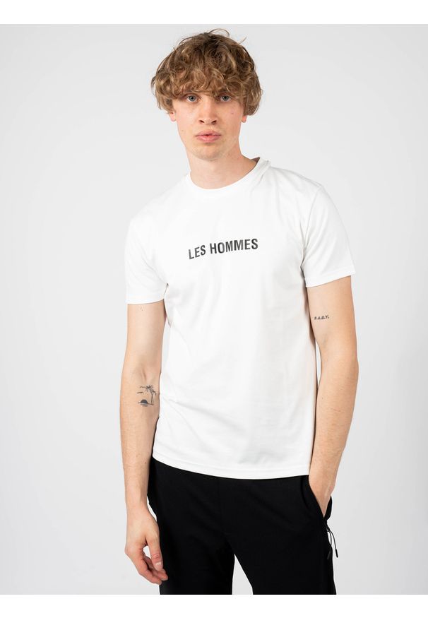 Les Hommes T-shirt | LF224302-0700-1009 | Grafic Print | Mężczyzna | Biały. Okazja: na co dzień. Kolor: biały. Materiał: bawełna. Wzór: nadruk. Styl: casual
