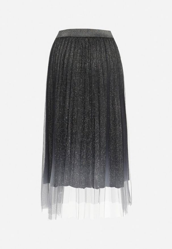 Born2be - Czarna Tiulowa Spódnica Ozdobiona Brokatem z Gumką w Pasie Jolive. Kolor: czarny. Materiał: tiul. Wzór: aplikacja. Styl: wizytowy