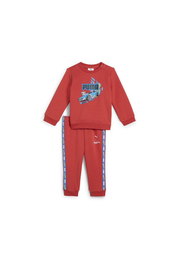 Puma - Zestaw dresowy dla małych dzieci Minicats PUMA × HOT WHEELS™ PUMA Red Fire. Kolor: czerwony. Materiał: dresówka. Wzór: nadruk