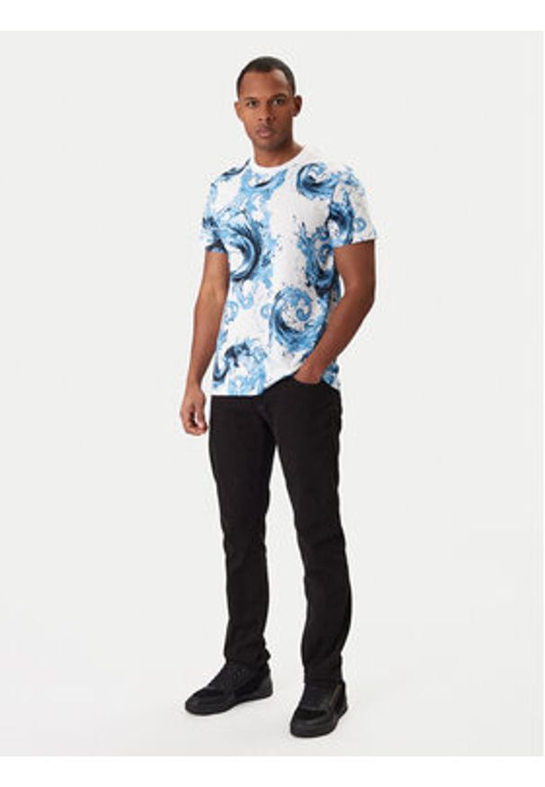Versace Jeans Couture T-Shirt 80GAH6S0 JS543 Niebieski Regular Fit. Kolor: niebieski. Materiał: bawełna
