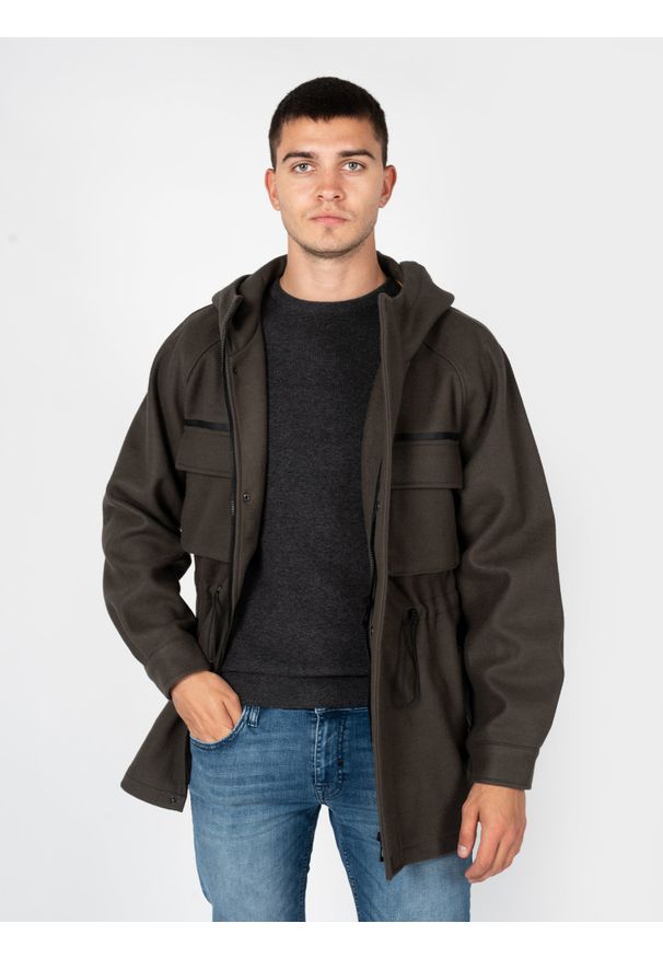 Antony Morato Parka | MMCO00703-FA100224 | Mężczyzna | Khaki. Okazja: na co dzień. Typ kołnierza: kaptur. Kolor: brązowy. Materiał: wełna, akryl, poliester. Styl: casual