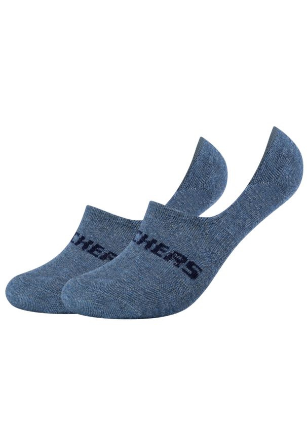 skechers - Skarpetki sportowe dla dorosłych 2PPK Mesh Ventilation Footies Socks. Kolor: wielokolorowy, niebieski, szary. Materiał: poliamid, bawełna, elastan, mesh. Sport: bieganie