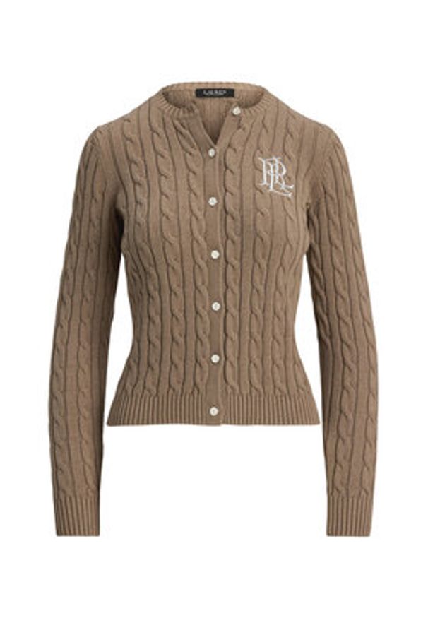 Lauren Ralph Lauren - LAUREN RALPH LAUREN Kardigan 200932225012 Brązowy Slim Fit. Kolor: brązowy. Materiał: bawełna