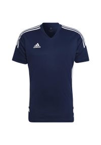 Adidas - Koszulka męska adidas Condivo 22 Jersey V-neck. Kolor: wielokolorowy, biały, niebieski. Materiał: jersey
