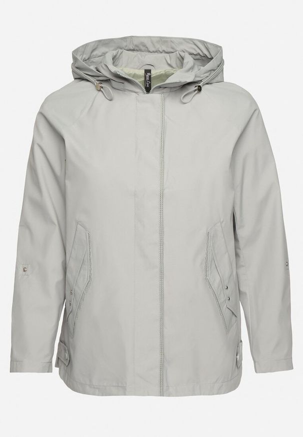 Born2be - Zielona Kurtka Typu Wiatrówka z Podwijanymi Rękawami i Odpinanym Kapturem Adivlis. Okazja: na spacer. Kolekcja: plus size. Kolor: zielony. Materiał: tkanina, jeans. Styl: klasyczny