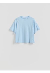 Reserved - T-shirt z modalem - jasnoniebieski. Kolor: niebieski. Materiał: bawełna #1
