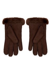 Ugg Rękawiczki Damskie W Shorty Glove W Leather Trim 17367 Brązowy. Kolor: brązowy. Materiał: zamsz, skóra