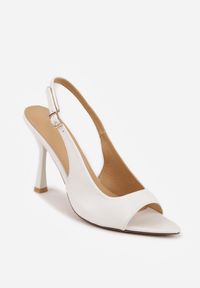 Renee - Białe Sandały Slingback VICES na Szpilce z Odkrytym Noskiem Blooma. Okazja: na co dzień, na ślub cywilny, na wesele. Zapięcie: pasek. Kolor: biały. Materiał: jeans. Obcas: na szpilce. Styl: casual #6