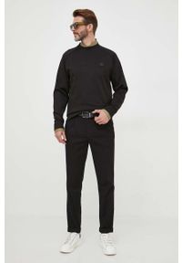 BOSS bluza męska kolor czarny gładka. Kolor: czarny. Materiał: dzianina, prążkowany. Długość rękawa: raglanowy rękaw. Wzór: gładki #2
