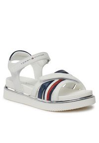 TOMMY HILFIGER - Tommy Hilfiger Sandały Velcro Sandal T3A2-33240-0273 M Biały. Kolor: biały. Materiał: skóra #2