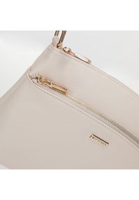 Wittchen - Damska torebka crossbody z kieszenią z przodu beżowa. Kolor: beżowy. Wzór: kwiaty. Materiał: skórzane. Styl: elegancki, retro