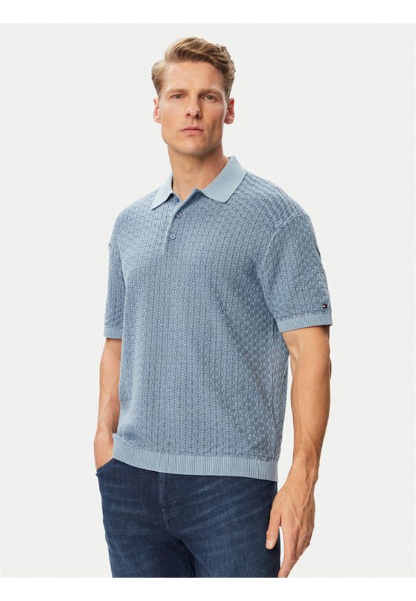 TOMMY HILFIGER - Tommy Hilfiger Polo MW0MW43246 Niebieski Regular Fit. Typ kołnierza: polo. Kolor: niebieski. Materiał: bawełna