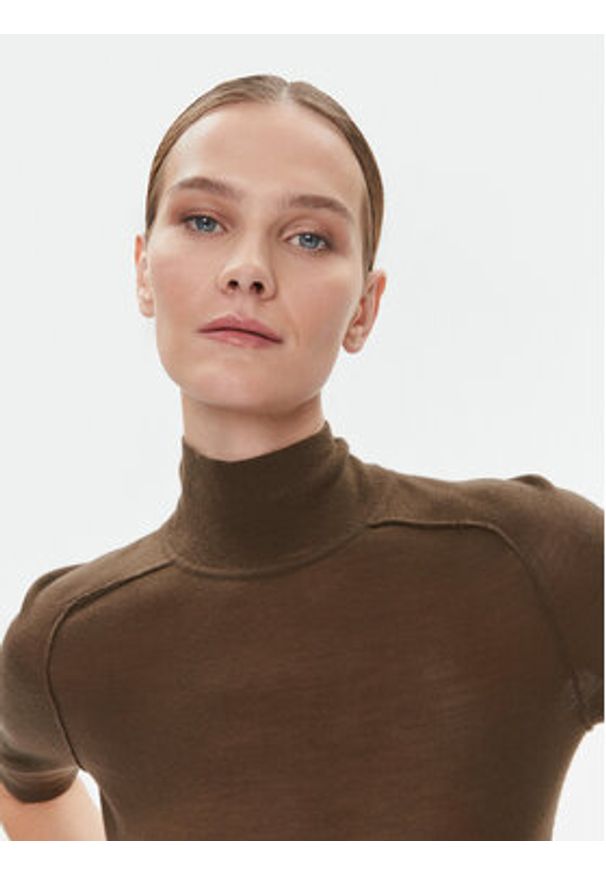 Calvin Klein Body K20K205990 Brązowy Slim Fit. Kolor: brązowy. Materiał: wełna