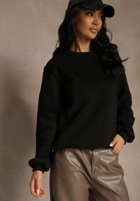 Renee - Czarna Bluza z Bawełną i Przeszyciami przy Dekolcie Fezanna. Okazja: na co dzień. Kolor: czarny. Materiał: bawełna. Styl: casual, sportowy #1