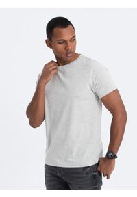 Ombre Clothing - Klasyczny T-shirt męski bawełniany BASIC - szary V3 - Rozmiar: XXL. Kolor: szary. Materiał: bawełna. Styl: klasyczny
