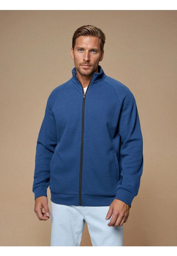 Sinsay - Prążkowana bluza bomberka - szary. Kolor: szary. Materiał: prążkowany