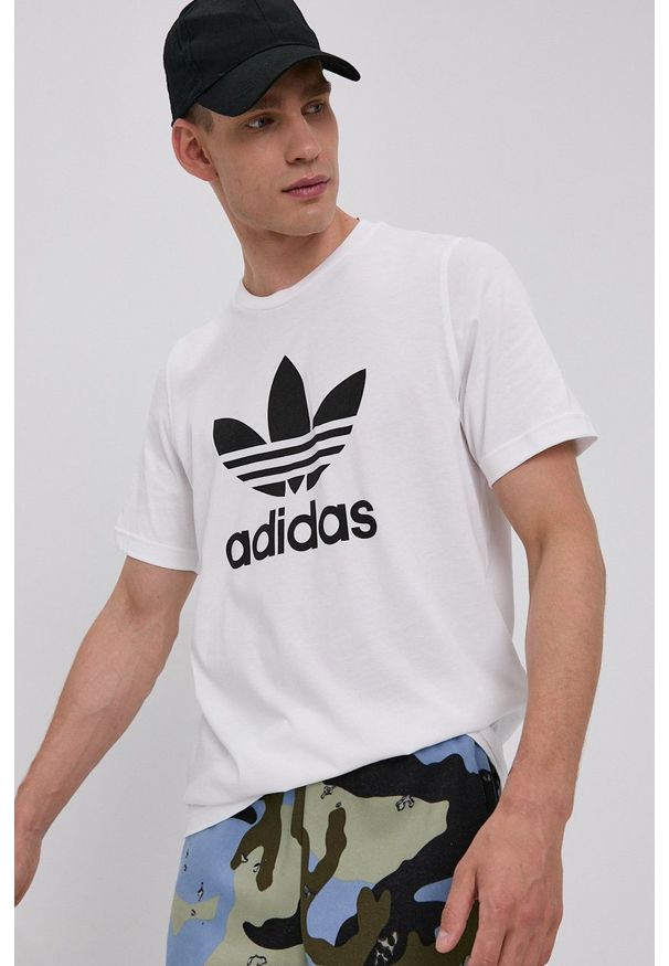 adidas Originals - T-shirt. Okazja: na co dzień. Kolor: biały. Wzór: nadruk. Styl: casual