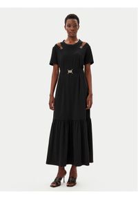 Liu Jo Sport Sukienka codzienna TA5275 JS088 Czarny Regular Fit. Okazja: na co dzień. Kolor: czarny. Materiał: bawełna. Typ sukienki: proste, sportowe. Styl: sportowy, casual