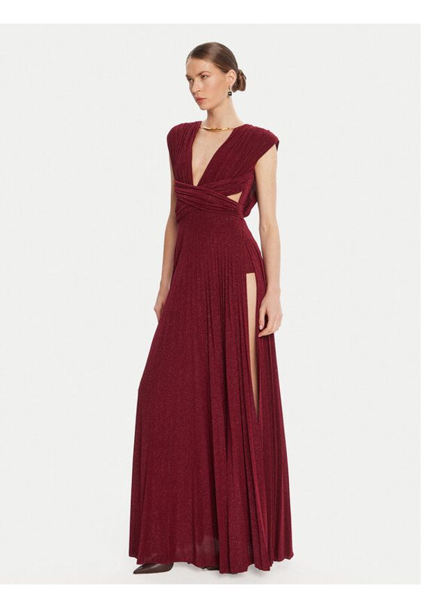 Elisabetta Franchi Sukienka wieczorowa AB-R15-56E2-V690 Bordowy Regular Fit. Kolor: czerwony. Materiał: wiskoza. Styl: wizytowy