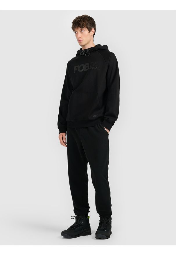 4f - 4F Bluza dresowa nierozpinana z kapturem męska - czarna 3XL. Okazja: na co dzień. Typ kołnierza: kaptur. Kolor: czarny. Materiał: dresówka. Styl: casual
