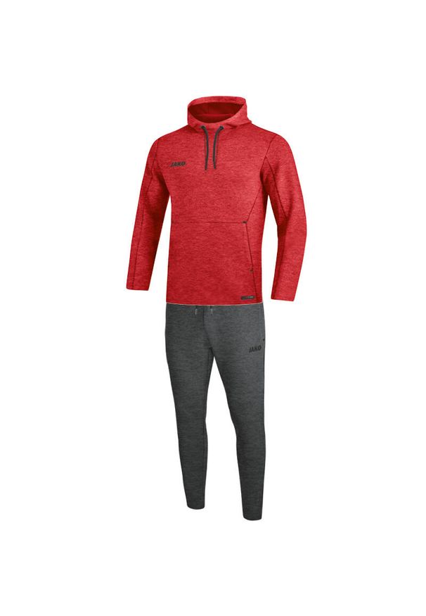 Bluza z kapturem dla kobiet Jako Premium Basic. Kolor: czerwony. Materiał: dresówka