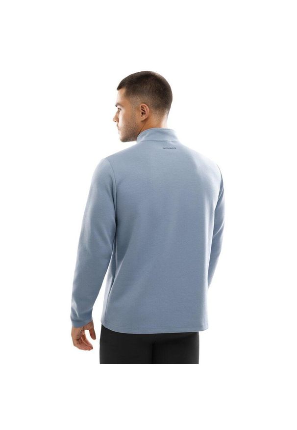 SIROKO - Męska bluza treningowa z suwakiem pod szyją Fitness Siroko Blur. Kolor: niebieski. Materiał: materiał. Długość: krótkie. Sport: fitness