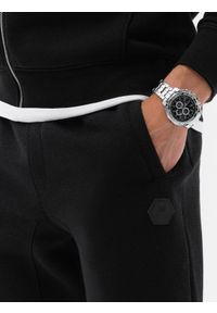 Ombre Clothing - Spodnie męskie dresowe z przyjemnej dzianiny - czarne V2 OM-PASK-0131 - XL. Kolor: czarny. Materiał: dresówka, dzianina. Wzór: aplikacja #3