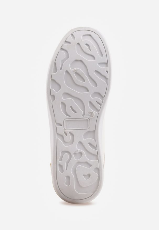 Renee - Biało-Beżowe Wiązane Sneakersy na Płaskiej Podeszwie z Modną Wstawką Zanelih. Kolor: biały. Obcas: na płaskiej podeszwie