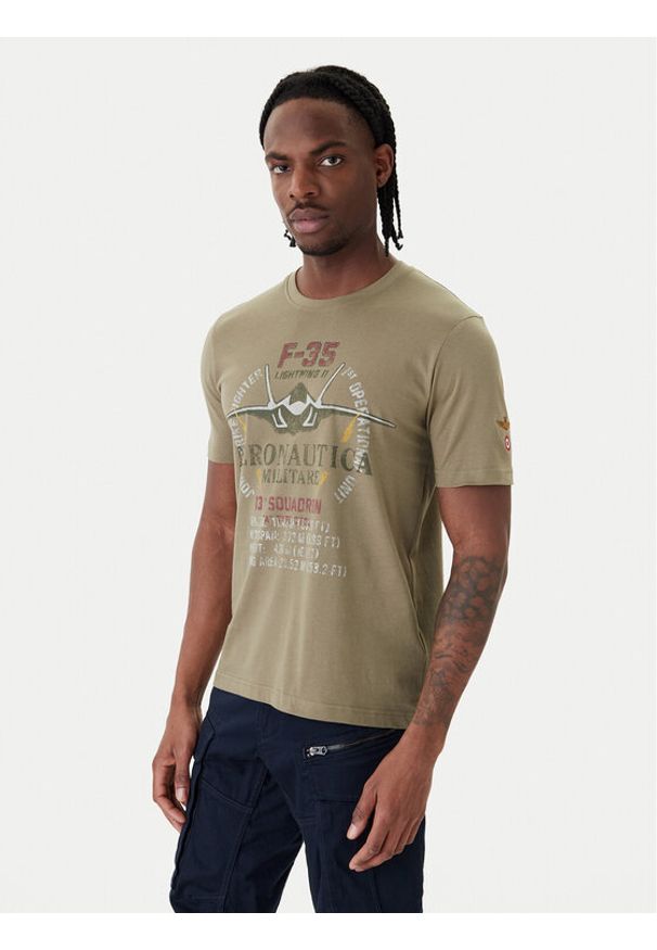 Aeronautica Militare T-Shirt 261TS2536UJ00641 Zielony Regular Fit. Kolor: zielony. Materiał: bawełna