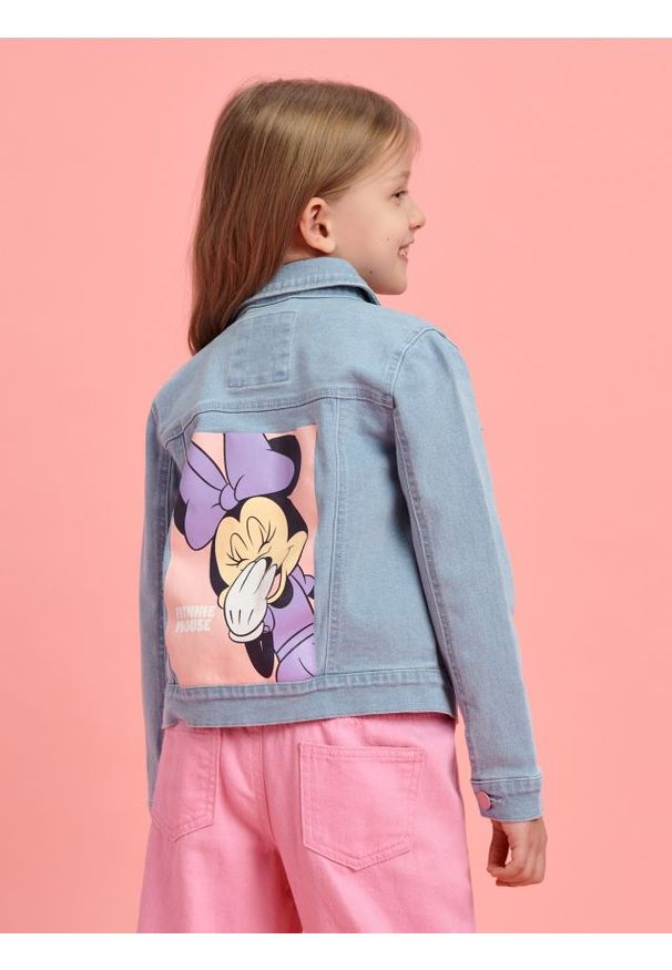 Sinsay - Kurtka jeansowa Myszka Minnie - niebieski. Kolor: niebieski. Materiał: jeans. Wzór: motyw z bajki