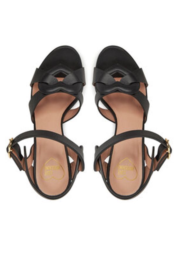 Love Moschino - LOVE MOSCHINO Sandały JA16069G1MIA0000 Czarny. Kolor: czarny. Materiał: skóra