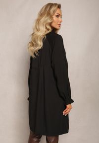 Renee - Czarna Rozkloszowana Sukienka Koszulowa Mini Nofexi. Kolor: czarny. Typ sukienki: koszulowe. Długość: mini #2