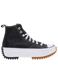 Buty Converse Run Star Hike Platform Foundational Leather A04292C - czarne. Kolor: czarny. Materiał: guma, skóra. Szerokość cholewki: normalna. Wzór: jodełka. Obcas: na platformie. Sport: bieganie #1