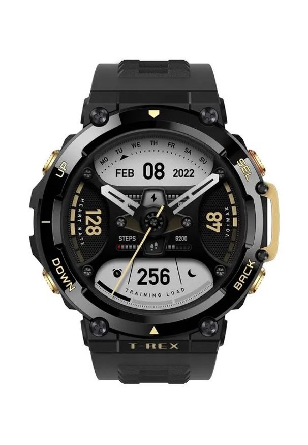 Huami - Smartwatch Amazfit T-Rex 2 Astro Black & Gold. Rodzaj zegarka: smartwatch. Materiał: materiał, lakier. Styl: militarny, sportowy, klasyczny