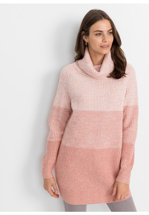 bonprix - Sweter z golfem, w cieniowanym kolorze. Typ kołnierza: golf. Kolor: biały