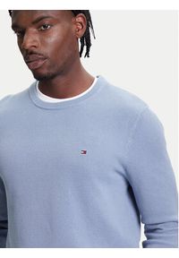 TOMMY HILFIGER - Tommy Hilfiger Sweter Essential MW0MW36347 Błękitny Regular Fit. Kolor: niebieski. Materiał: bawełna