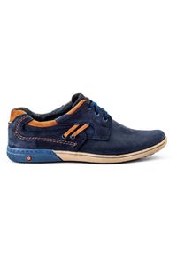 KOMODO Buty męskie casual 861L granatowe niebieskie. Okazja: na co dzień. Kolor: niebieski. Materiał: jeans, skóra. Sezon: wiosna, jesień. Styl: casual