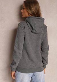 Renee - Ciemnoszara Bluza z Kapturem Kalladina. Okazja: na co dzień. Typ kołnierza: kaptur. Kolor: szary. Materiał: bawełna, polar, tkanina. Styl: casual #4