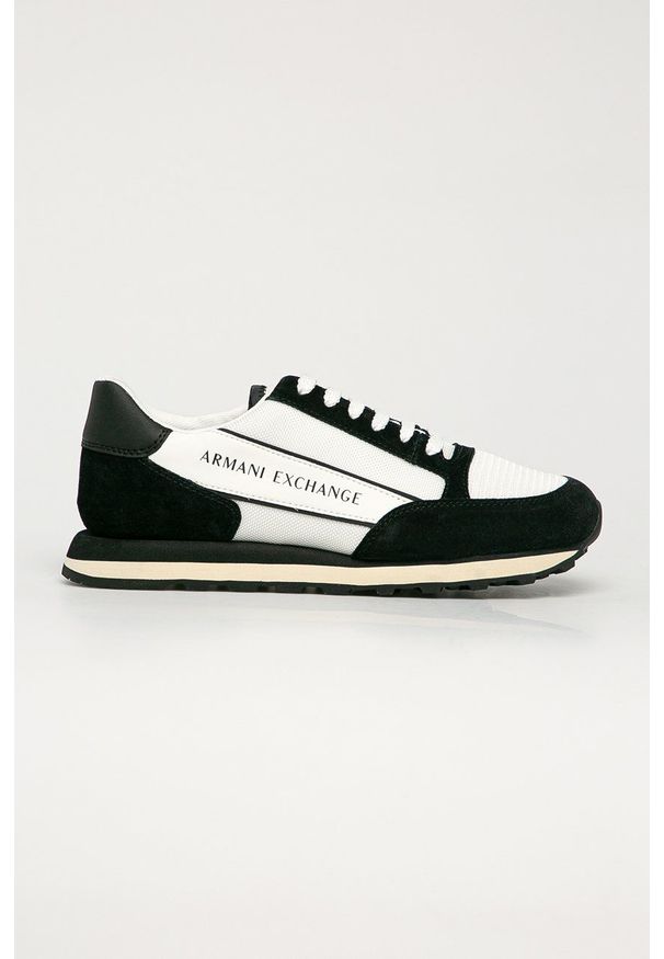 Armani Exchange – Buty kolor biały XUX083 XV263. Nosek buta: okrągły. Zapięcie: sznurówki. Kolor: biały. Materiał: guma