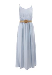 Born2be - Niebieska Sukienka z Paskiem Chrysaleia. Okazja: na co dzień. Kolor: niebieski. Długość rękawa: na ramiączkach. Wzór: gładki. Sezon: lato. Typ sukienki: proste. Styl: casual. Długość: maxi #6