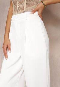 Renee - Białe Spodnie z Wysokim Stanem i Szerokimi Nogawkami Ellika. Stan: podwyższony. Kolor: biały #5