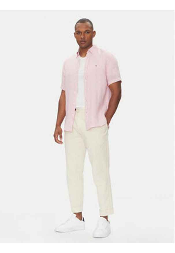 TOMMY HILFIGER - Tommy Hilfiger Koszula MW0MW35207 Różowy Regular Fit. Kolor: różowy. Materiał: len