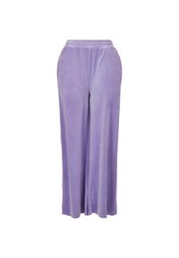 Spodnie damskie Urban Classics wysoka talia straight velvet (GT). Kolor: niebieski. Długość: długie #1