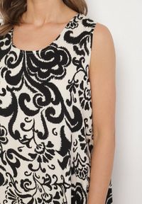 Born2be - Czarna Bawełniana Sukienka ze Wzorem Paisley Zirelia. Okazja: na co dzień. Typ kołnierza: dekolt w serek. Kolor: czarny. Materiał: bawełna. Wzór: paisley. Sezon: lato. Styl: casual #2