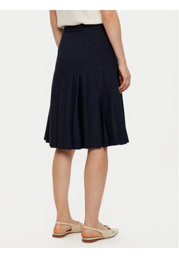 TOMMY HILFIGER - Tommy Hilfiger Spódnica plisowana WW0WW43798 Granatowy Regular Fit. Kolor: niebieski. Materiał: syntetyk, bawełna