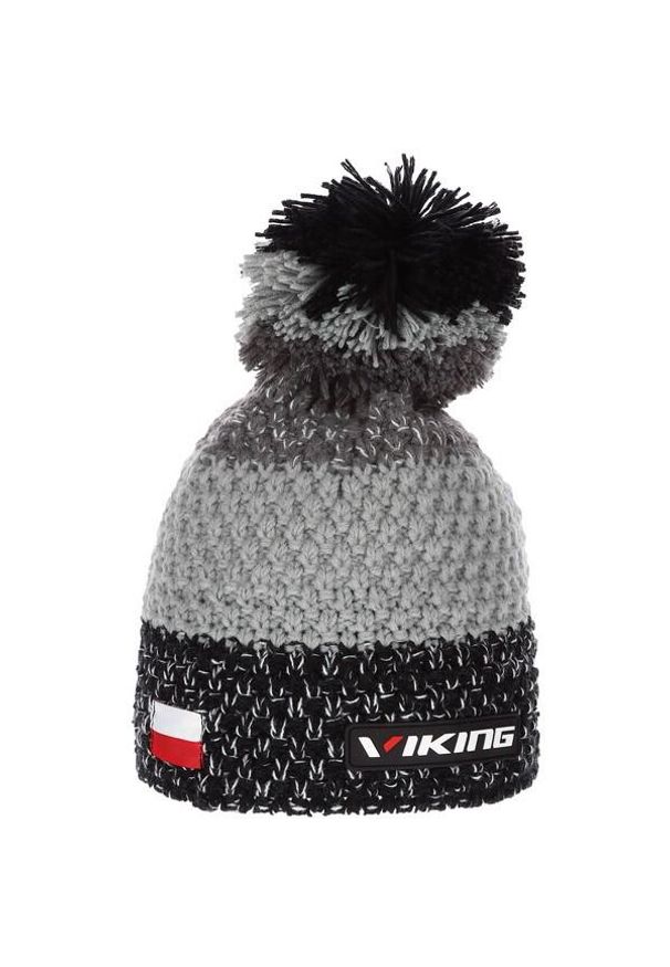 Czapka narciarska dla dorosłych Viking Cornet, z pomponem. Kolor: szary, wielokolorowy, czarny. Materiał: wełna. Styl: sportowy