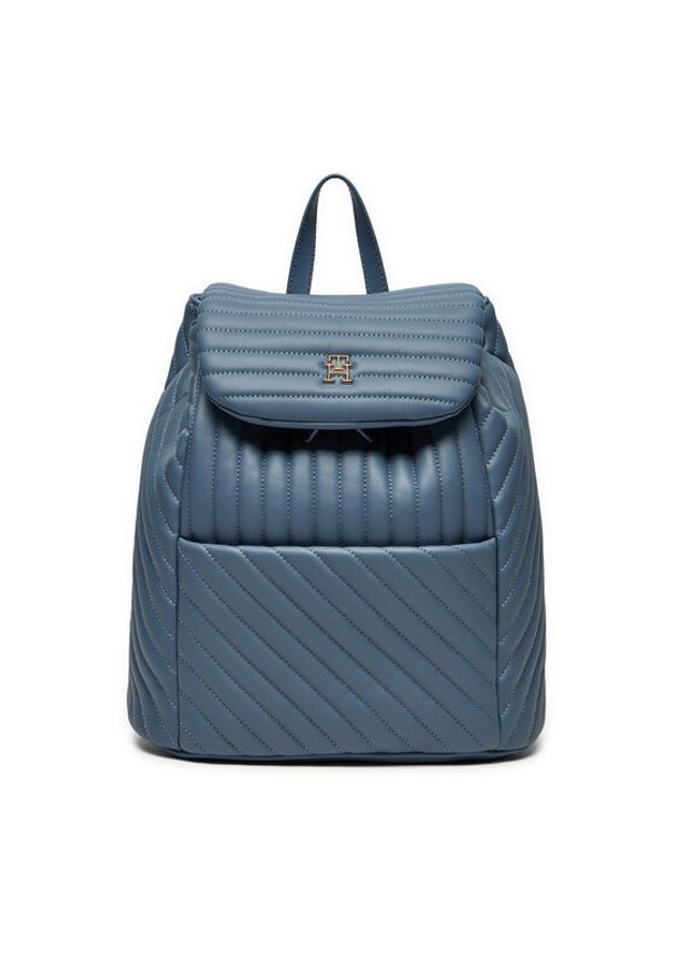 TOMMY HILFIGER - Tommy Hilfiger Plecak Poppy Reform Flap Backpack Qu AW0AW17014 Niebieski. Kolor: niebieski. Materiał: skóra