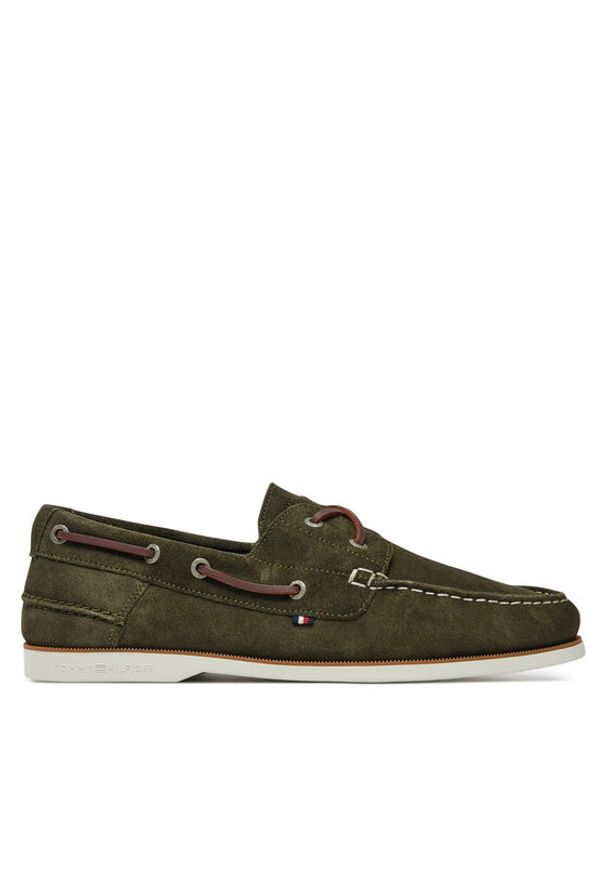 TOMMY HILFIGER - Tommy Hilfiger Półbuty Th Boat Shoe Core Suede FM0FM05387 Zielony. Kolor: zielony. Materiał: skóra, zamsz